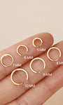 KOSINER 14K Solid Gold Minimalist Glossy Hoop, 5/6/7/8/9/10mm sizes for snug cartilage fit