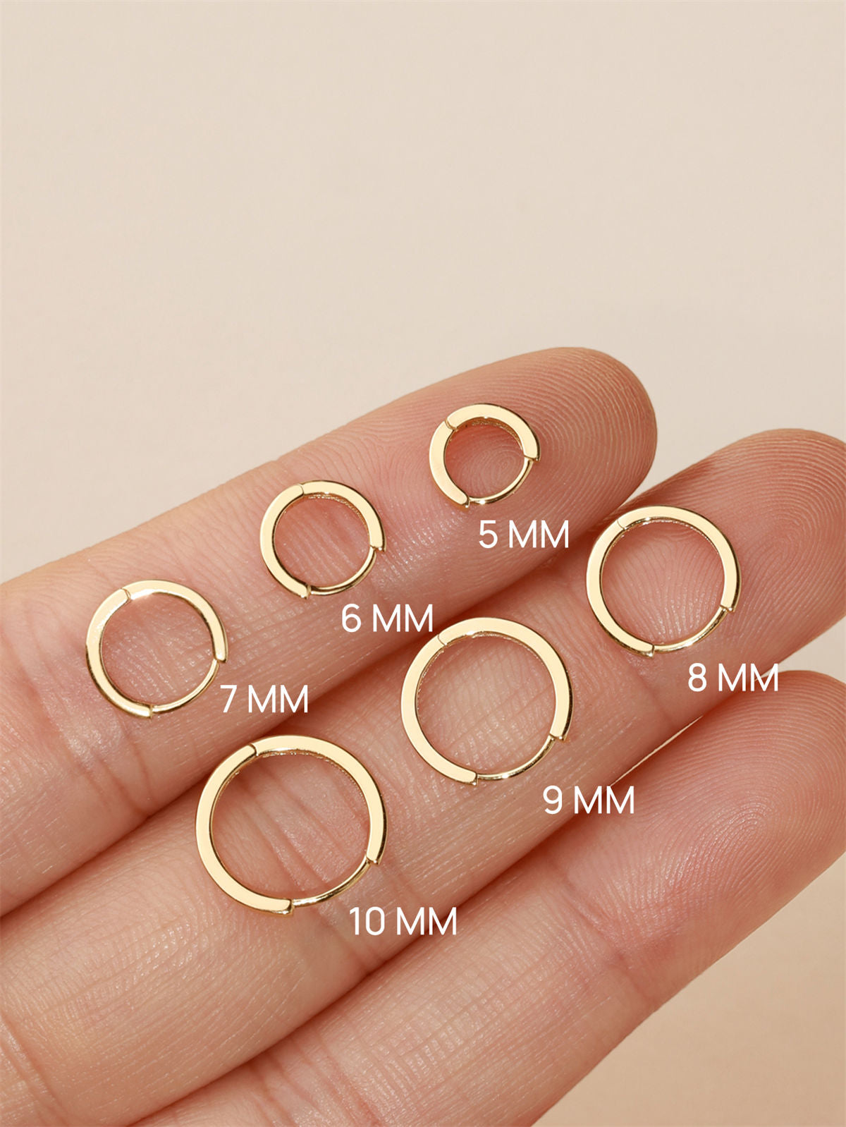 KOSINER 14K Solid Gold Minimalist Glossy Hoop, 5/6/7/8/9/10mm sizes for snug cartilage fit