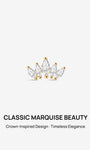 KOSINER 14K Solid Gold Crown Marquise Zircon Ear Piercing Stud,waterproof,hypoallergentic,no plated.