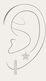925 Sterling Silver Hoop Earrings with Pave Zircon Stones, Product Showcase.925 Sterling Silver flower stud piercing with AAAAA cubic zirconia and flat back, 16G.