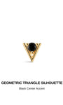 KOSINER Puzzle geometric rhombus silhouette graphic, polished 14K solid gold prong setting, split dual triangle design with upper black cubic zirconia and lower clear cubic zirconia, minimalist two-tone contrast internally threaded flat back piercing stud