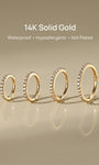 KOSINER 14K Solid Gold Elegant Pave Hoop, waterproof, tarnish-proof and hypoallergenic for sensitive ears