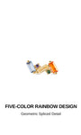 Five-color rainbow geometric spliced KOSINER 14K solid gold flat back stud, baguette cut multi-color cz cluster delicate cartilage earring