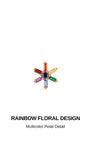 Rainbow floral blooming starburst design KOSINER 14K solid gold flat back stud, multi-color baguette cut cz petal delicate cartilage piercing detail