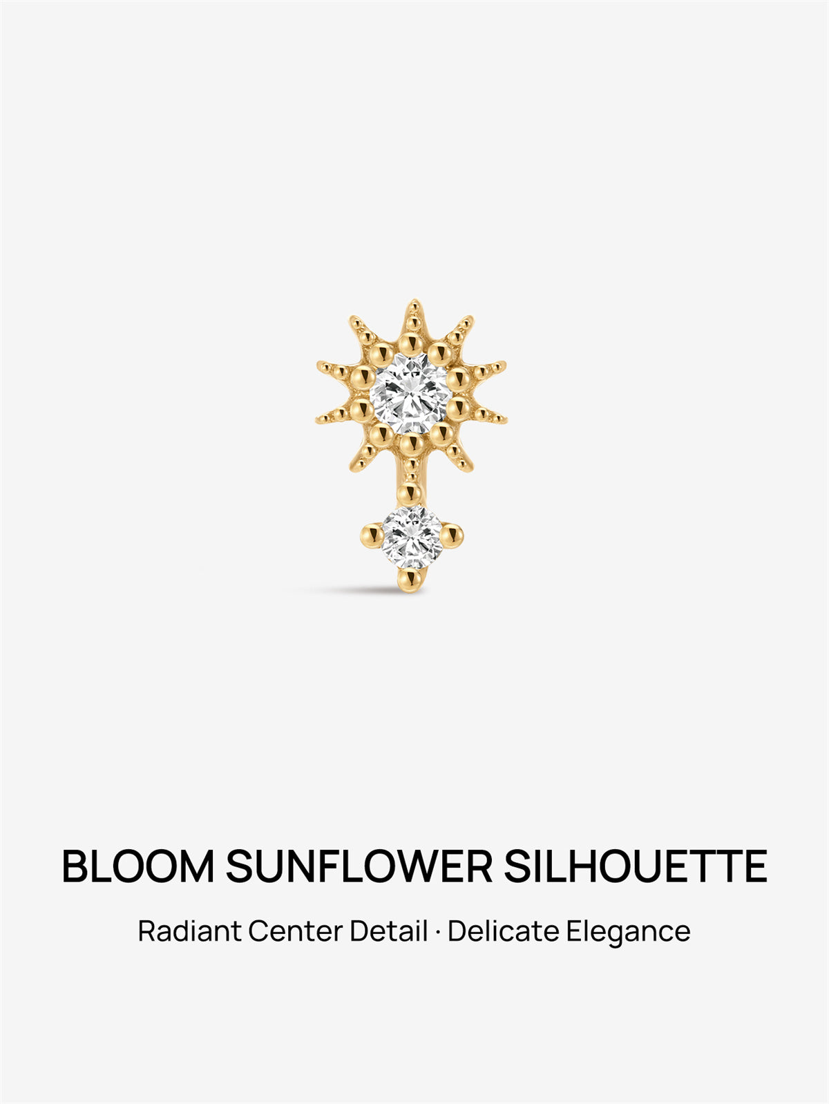 KOSINER 14K Gold Sunflower Stud Wearing Look, Dainty Stackable Ear Jewelry, Sleep Friendly for Daily & Casual Wear