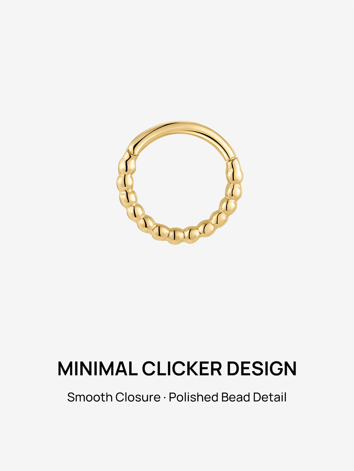 14K Solid Gold Not Plated Waterproof Hypoallergenic Smooth Ball Bead Daith Clicker Hoop Piercing Earring