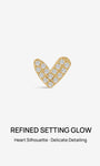 KOSINER 14K Solid Gold Delicate Pave Heart Flat Back Stud, Nickel-Free Waterproof Sleep Friendly Dainty Cartilage Piercing Jewelry for Women