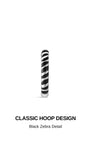 KOSINER Puzzle classic hoop design graphic, polished 925 sterling silver huggie hoop decorated with hand-filled black enamel zebra stripe pattern, trendy animal print small clicker hoop earring