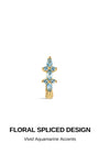 KOSINER Gem Garden 925 Sterling Silver Marquise Aquamarine Floral Clicker Hoop Earrings, Hypoallergenic Seamless Hinged Cartilage Piercing Hoops for Helix Lobe Tragus Stacking
