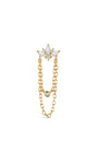 Front view of KOSINER At Dawn 925 Sterling Silver Lotus Chain Dangle Flat Back Stud