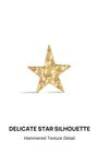 KOSINER Hand Hammered 14K Solid Gold Textured Star Flat Back Stud front view, solid five-point star silhouette with organic hand-hammered dimpled texture, polished 14K gold finish, minimalist cartilage piercing jewelry for curated ear stacking