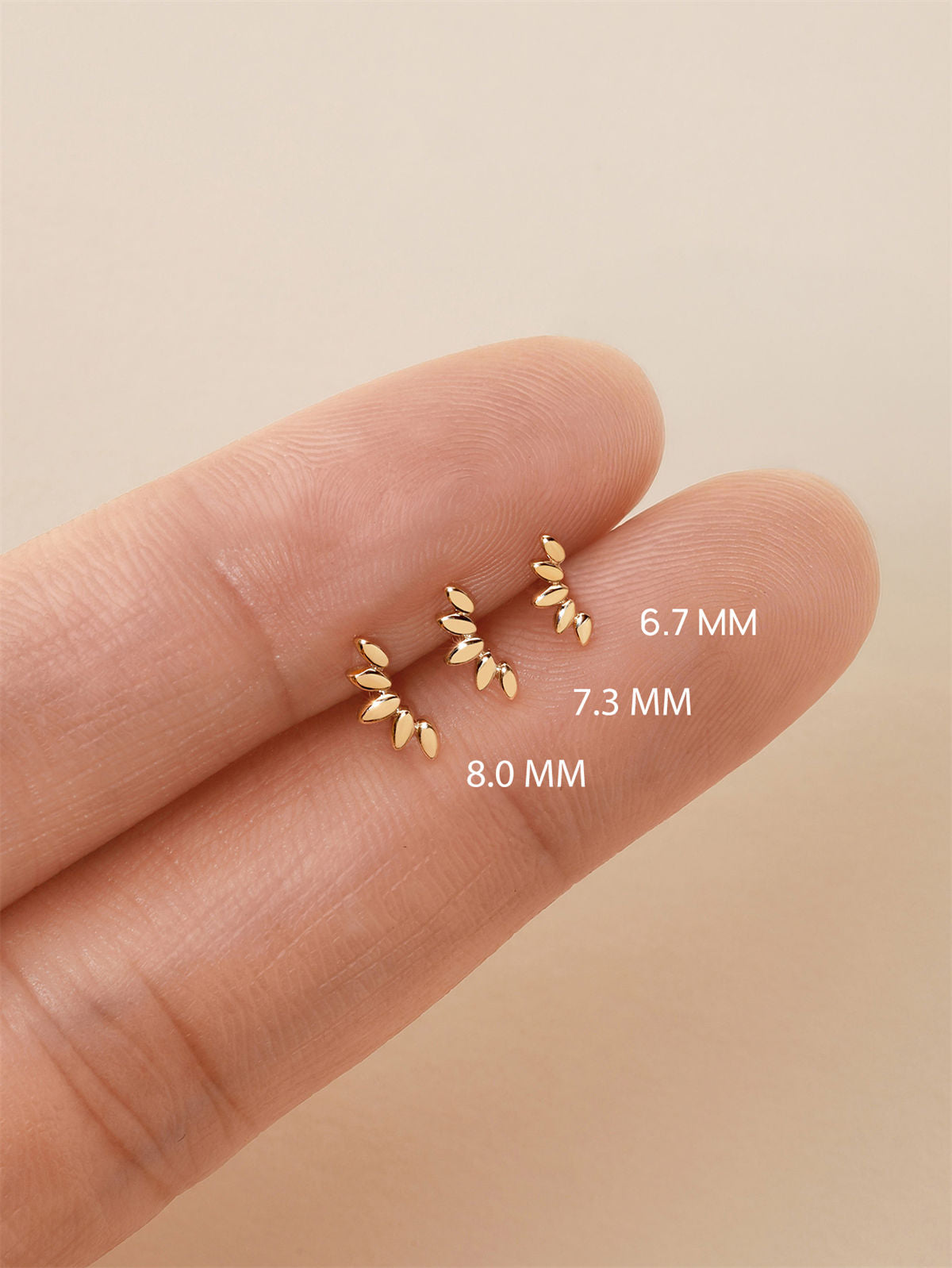 KOSINER Glossy polished petal arc flat back stud, minimalist leaf design for elegant ear styling