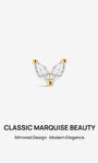 KOSINER 14K Solid Gold Minimal Marquise CZ Butterfly Wing Flat Back Piercing Stud, Nickel-Free Waterproof Dainty Elegant Cartilage Earring for Multi Piercing Stack