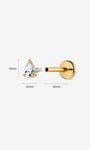 Kosiner Jewelry KOSINER 14K Solid Gold Pear Lab - Grown Diamond Flat Back Stud
