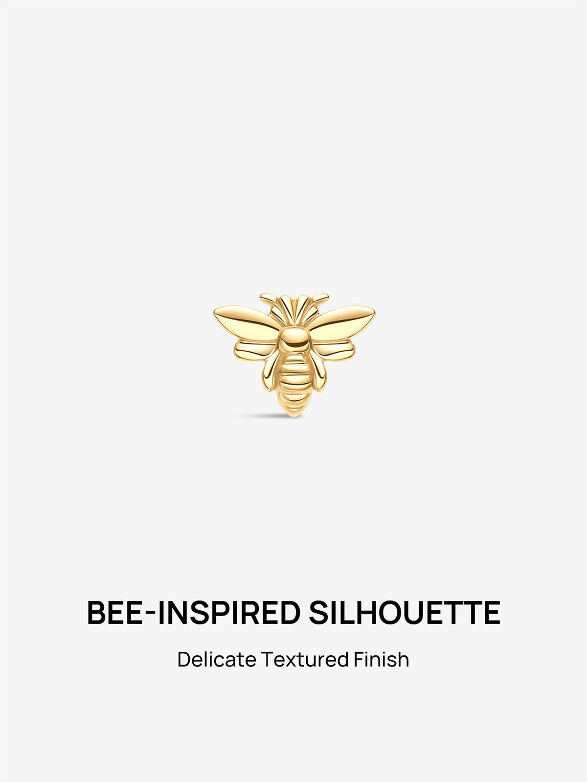 KOSINER 14K Solid Gold Glossy Flying Bee Flat Back Stud, Nickel-Free Waterproof Sleep Friendly Dainty Cartilage Piercing Jewelry for Women