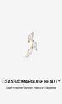KOSINER 14K Solid Gold Three Marquise Leaf Flat Back Stud, Nickel-Free Waterproof Elegant Dainty Multi Piercing Jewelry for Women