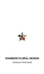 Rainbow floral five-petal design KOSINER 14K solid gold cartilage stud, multicolor round cz petal cluster delicate flat back piercing detail