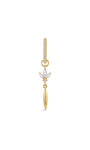 Front view of KOSINER At Dawn 18K gold plated lotus tassel drop hoop