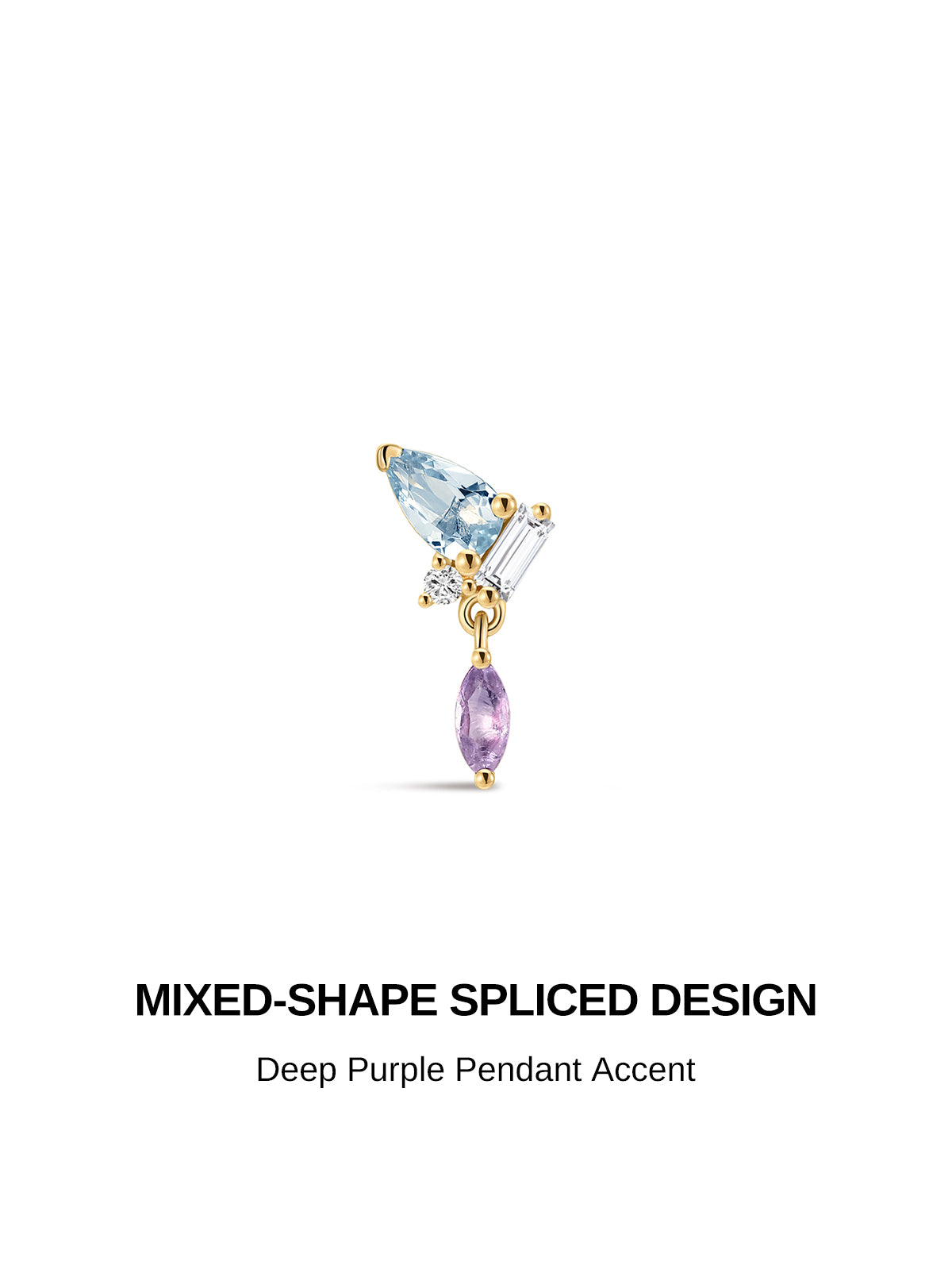 kosiner jewelry Gem Garden Blue Topaz Dangle Flatback in 14K Solid Gold