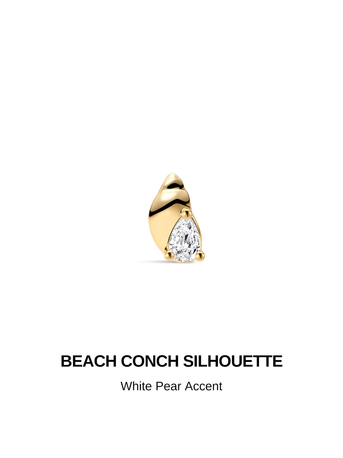 KOSINER Seaspritz 14K Solid Gold Beach Conch Flat Back Stud