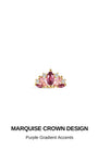 KOSINER Gem Garden 14K Solid Gold Purple Pink Gradient Marquise Crown Flat Back Stud, Multi-Stone Cartilage Piercing Earring, Hypoallergenic for Helix Tragus Lobe Conch Stacking