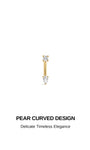 KOSINER pear curved design 14K gold barbell cartilage earring concept poster, delicate timeless elegance two gemstone curved piercing jewelry