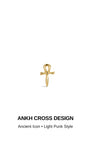 ANKH CROSS DESIGN graphic banner, 14K solid gold Egyptian Ankh symbol flat back piercing stud, ancient icon light punk minimalist jewelry