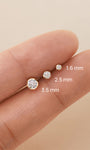 KOSINER 14K Gold Bezel Set Clear CZ Gem Sizes 1.6mm, 2.5mm, 3.5mm Piercing Jewelry