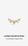 KOSINER 14K Solid Gold Three-Stone Opal Cluster Curved Flat Back Piercing Stud, Nickel-Free Waterproof Dainty Rainbow Opal Cartilage Earring for Multi Ear Stack Piercing