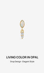 KOSINER 14K Solid Gold Dainty Marquise Opal Drop Flat Back Piercing Stud, Nickel-Free Waterproof Elegant Dangling Opal Cartilage Earring for Multi Ear Stack Piercing
