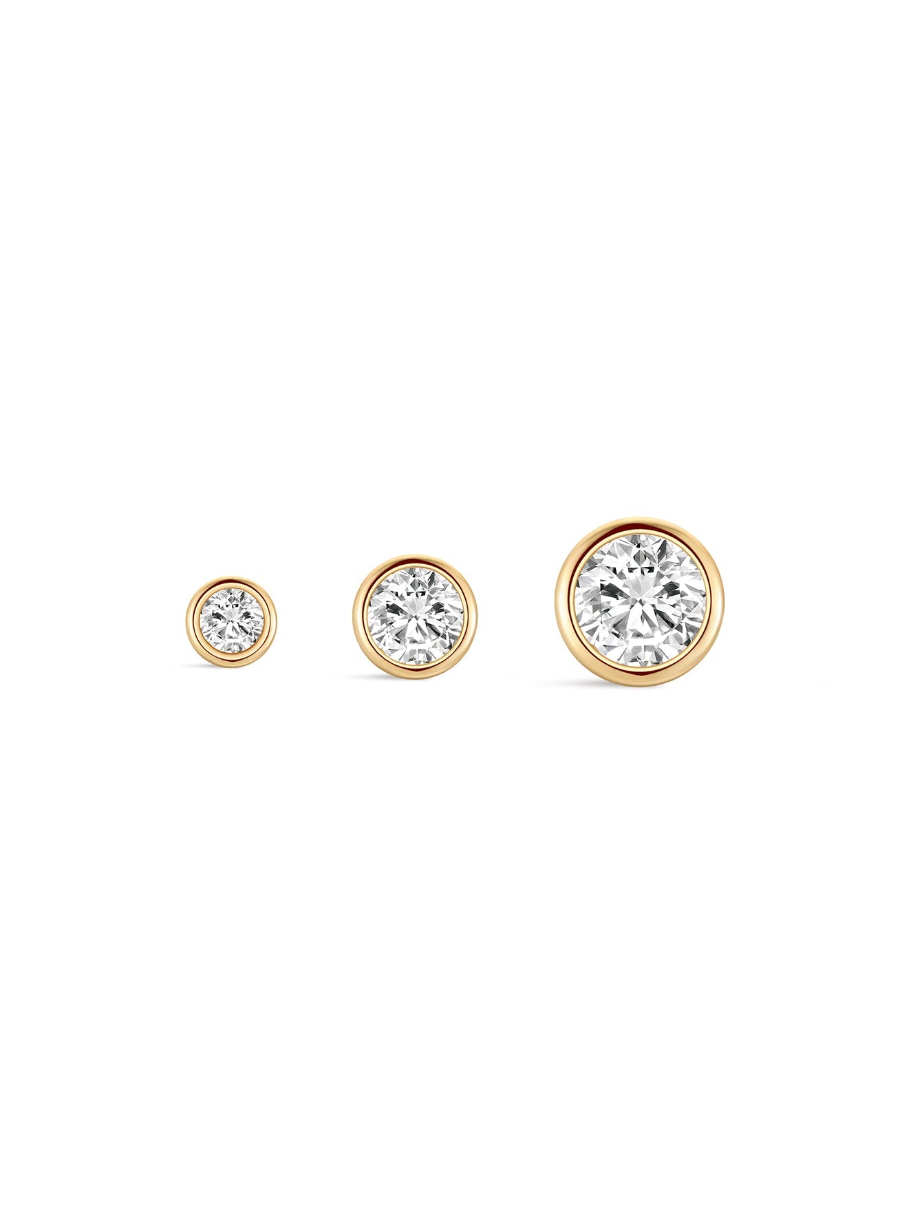 KOSINER 14K Solid Gold Bezel CZ Flat Back Stud, Waterproof Hypoallergenic Piercing Jewelry