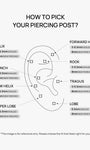 Ear piercing post length guide for helix, conch, rook, tragus and lobe placements