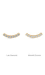 KOSINER 14K gold pave crescent stud, lab diamond or AAAAA zirconia option, no plating
