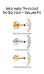Kosiner Jewelry KOSINER 14K Solid Gold Delicate Pave Crescent Flat Back Stud