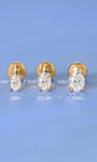 KOSINER 14K Solid Gold Oval-Cut Lab-Grown Diamond Flat Back Stud