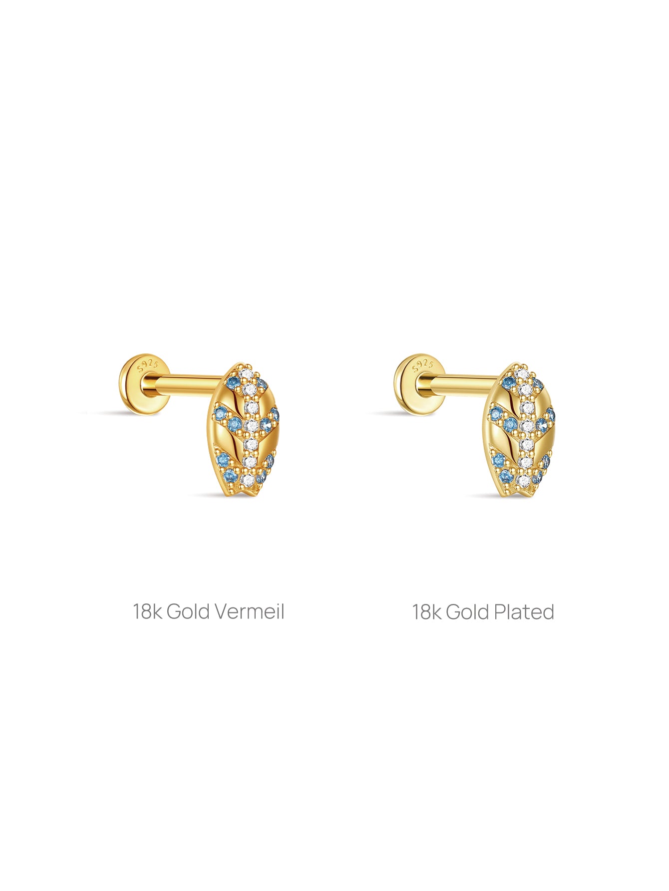 KOSINER 18k gold vermeil vs 18k gold plated surfboard stud comparison