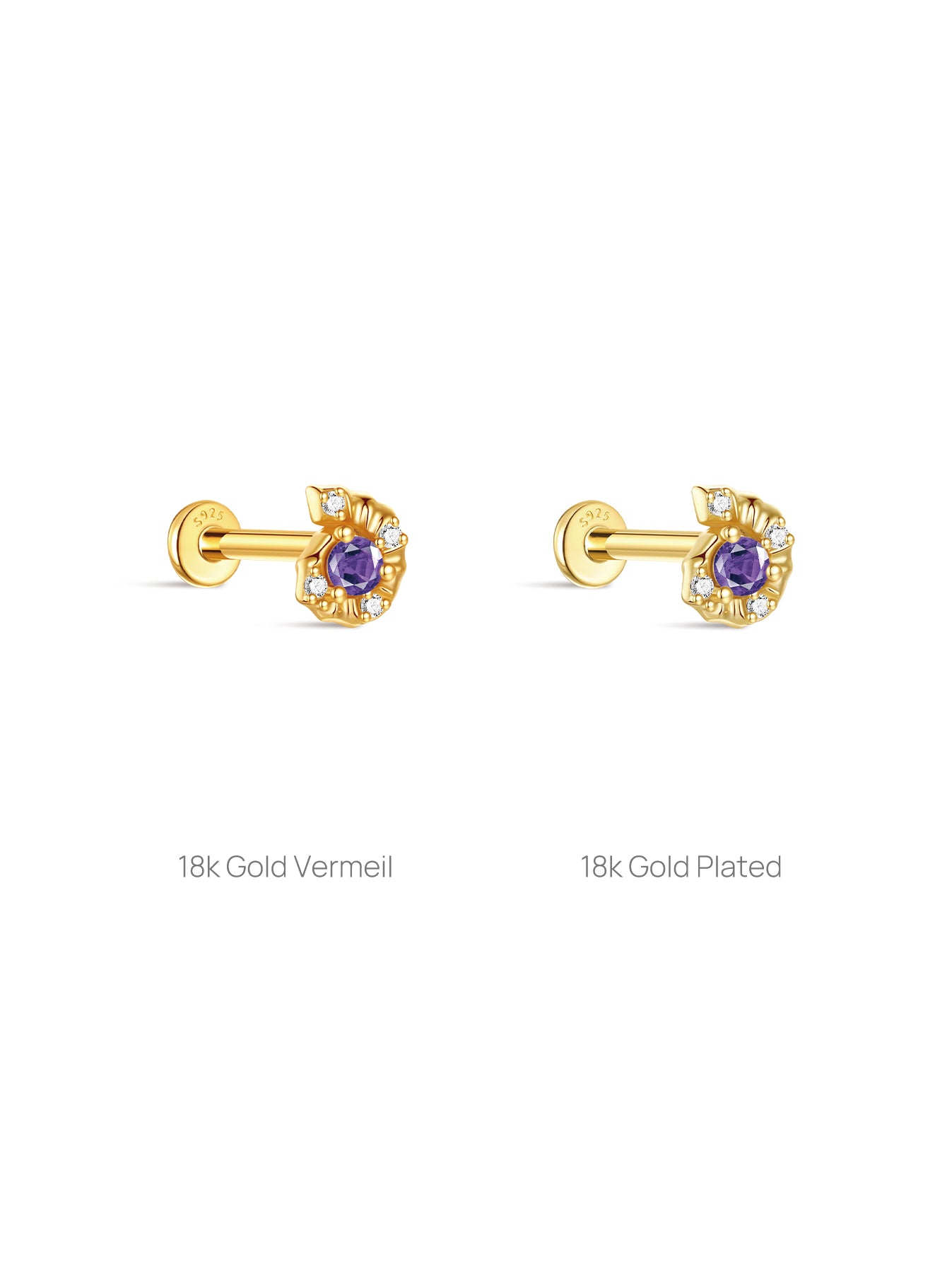 KOSINER 18k gold vermeil vs 18k gold plated conch stud comparison