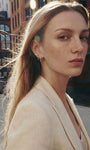 KOSINER 14K Solid Gold Minimalist Glossy Hoop, curated ear stacking look for helix conch tragus piercings