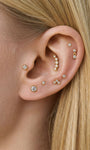 KOSINER 14K Solid Gold Delicate Bezel Flat Back Stud
