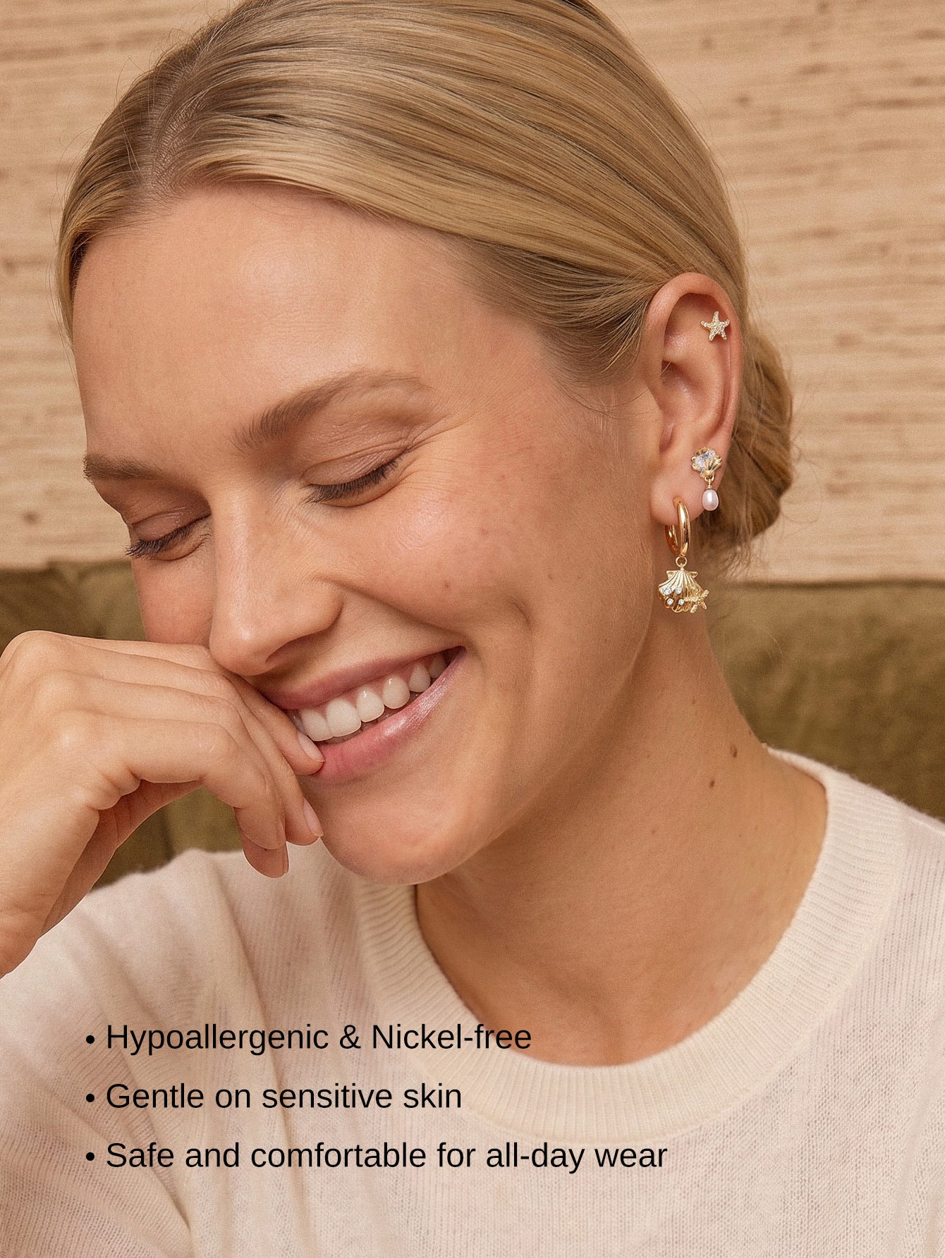 Kosinerjewelry KOSINER 925 Sterling Silver Oceanic Shell Pearl Drop Flat Back Stud