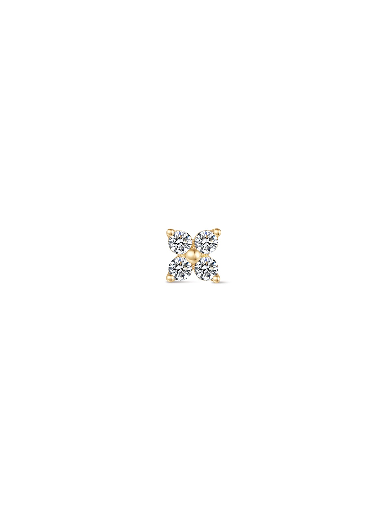 KOSINER 14K Solid Gold Sparkle Flower Lab-Grown Diamond Flat Back Stud, Hypoallergenic Cartilage Earring