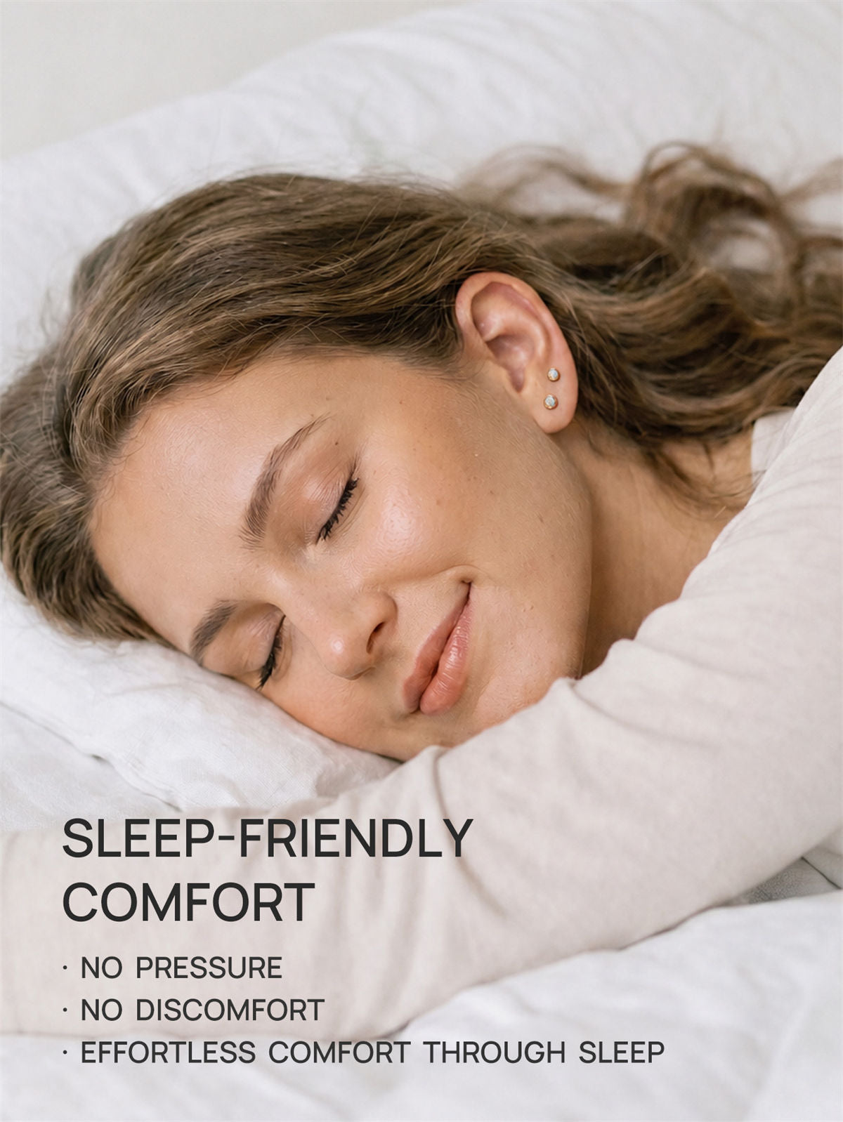 KOSINER sleep-friendly opal piercing, no pressure, comfortable for everyday wear and sensitive skin