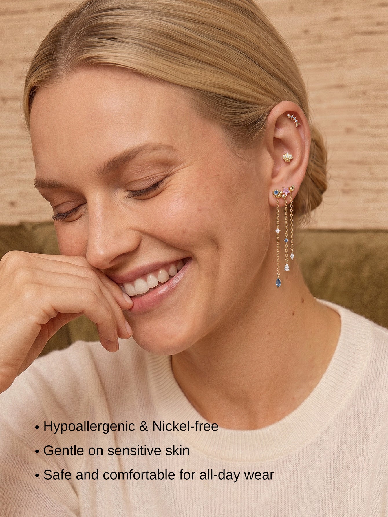 Kosinerjewelry KOSINER 925 Sterling Silver Oceanic Blue Fishbone Flat Back Stud