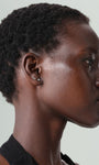 Curved five-stone cartilage stud, minimalist design for curated ear stack, 14K yellow gold