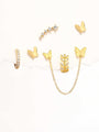 Gold 925 sterling silver earrings: butterflies, CZ climber, hoop, and chain-linked butterfly jacket.