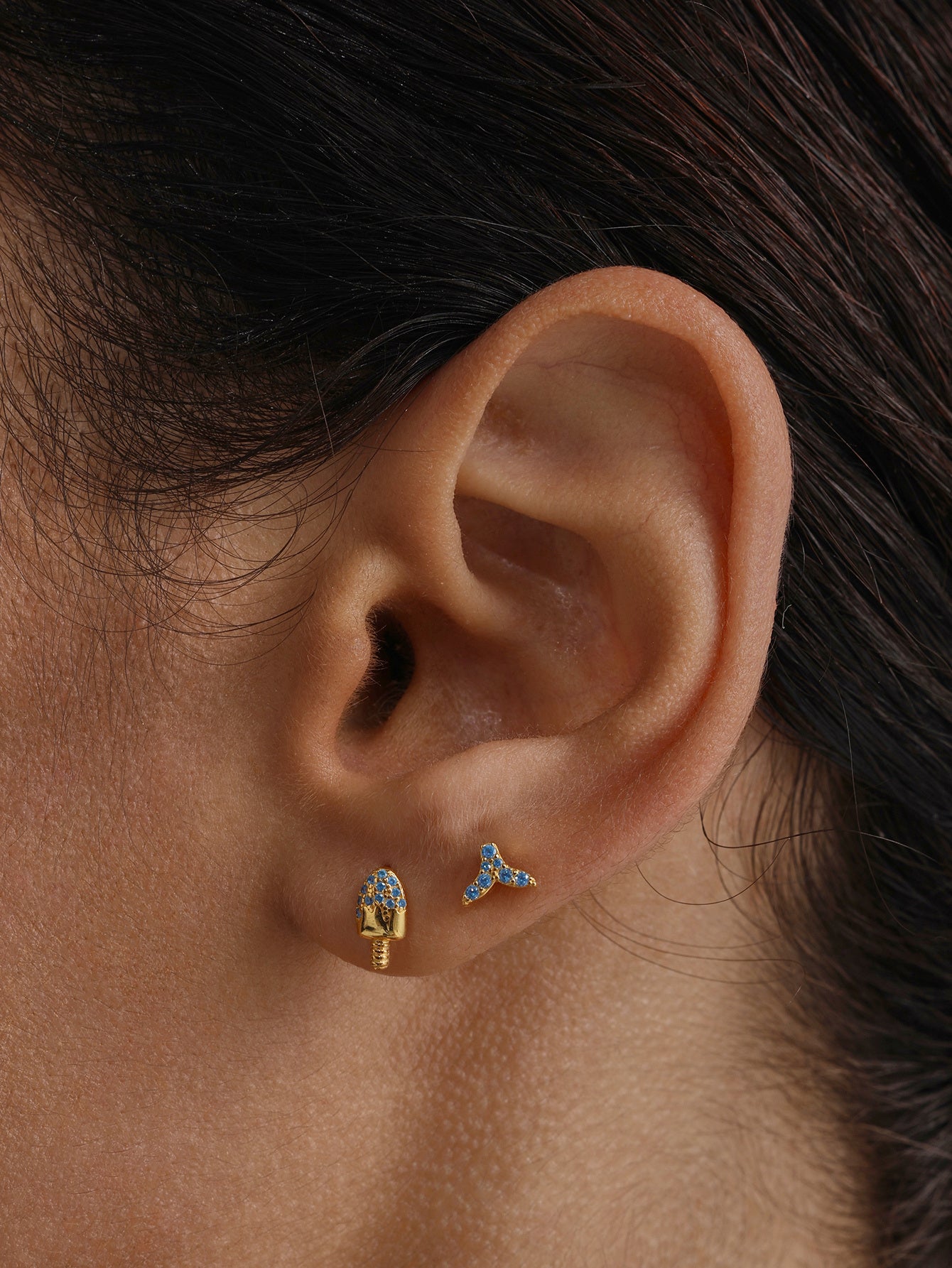 KOSINER Mermaid tail flatback stud minimalist everyday & beachwear ear jewelry