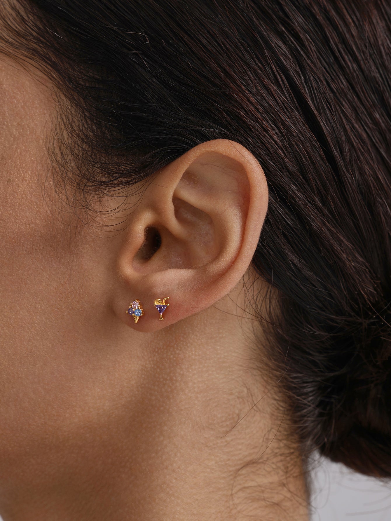 KOSINER Cocktail glass flatback stud minimalist everyday wear