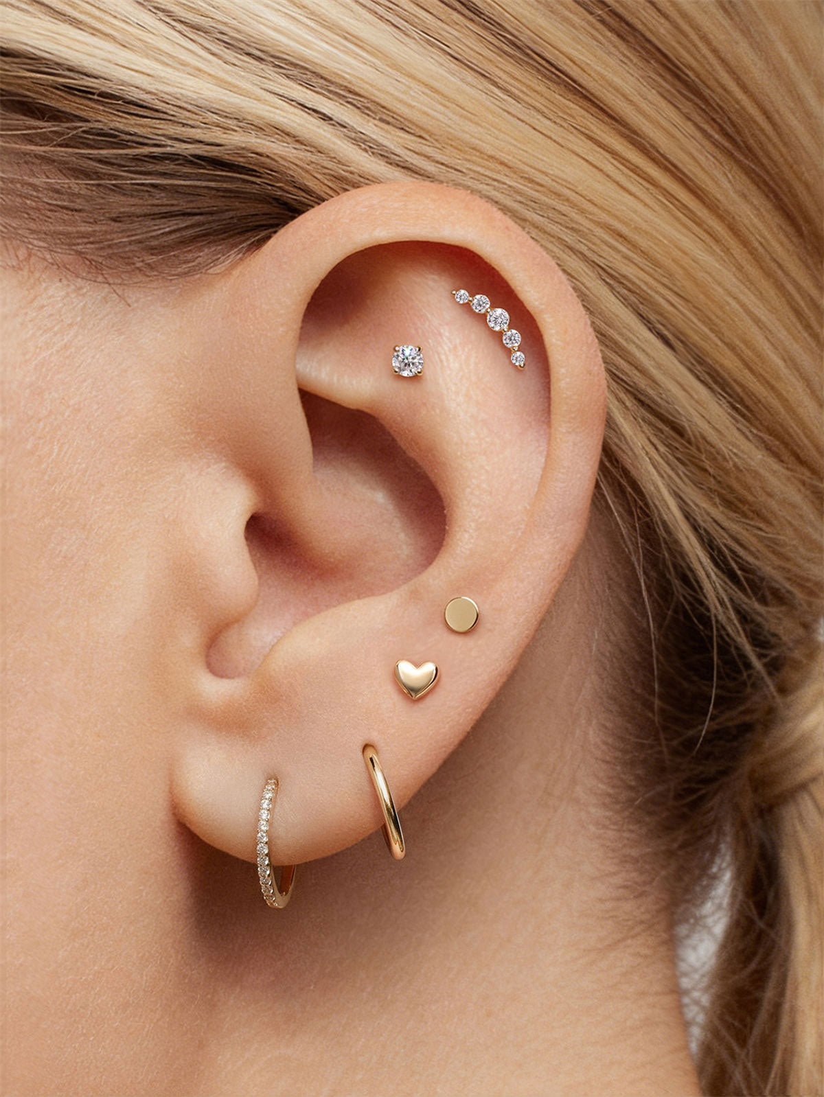 KOSINER 14K Solid Gold Minimalist Hoop