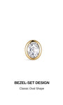 KOSINER 14K solid gold oval bezel-set lab-grown diamond flat back stud close-up