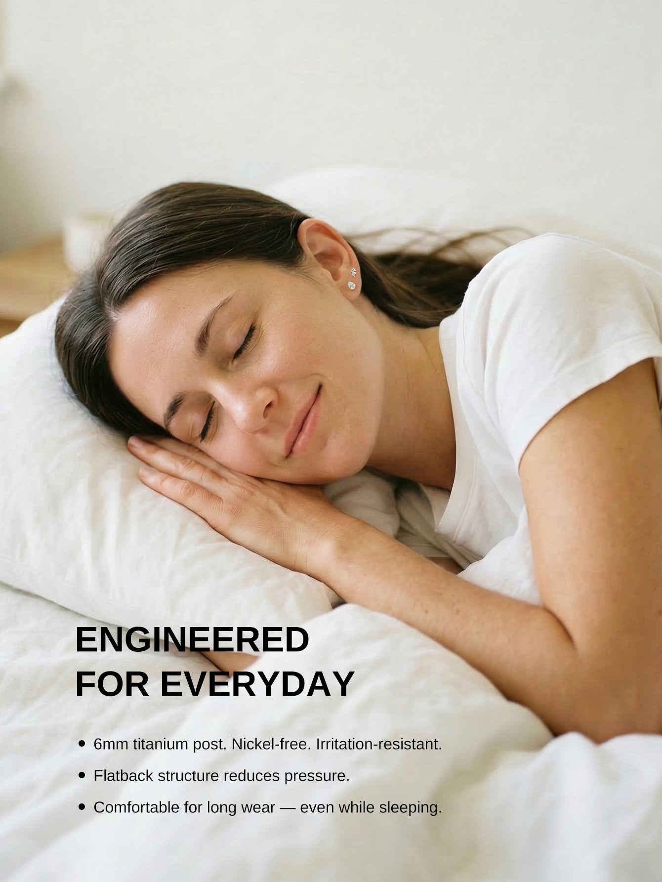 14K Gold Pear Lab-Grown Diamond Flat Back Delicate Stud